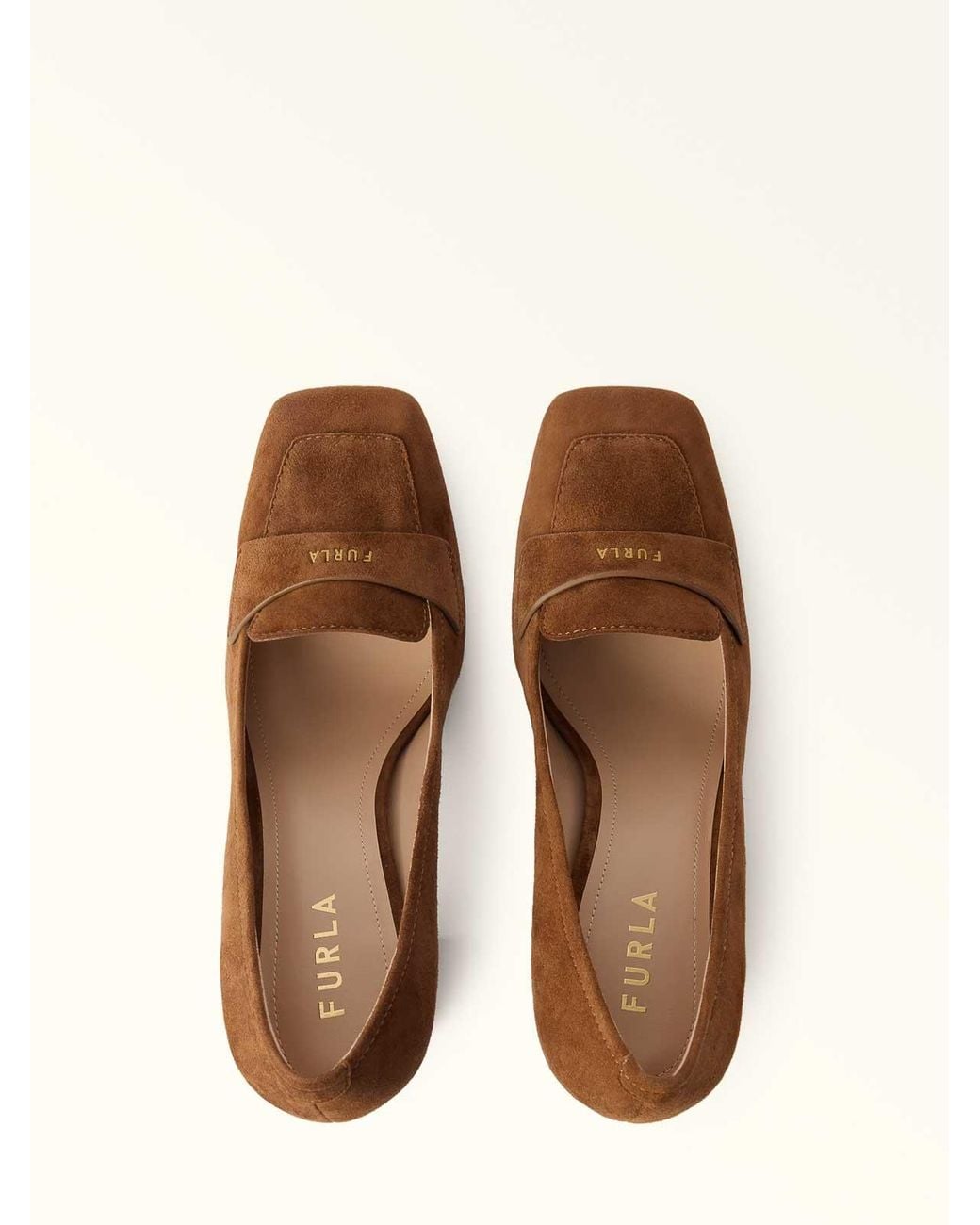 Furla Brown Solid Moca-Pump