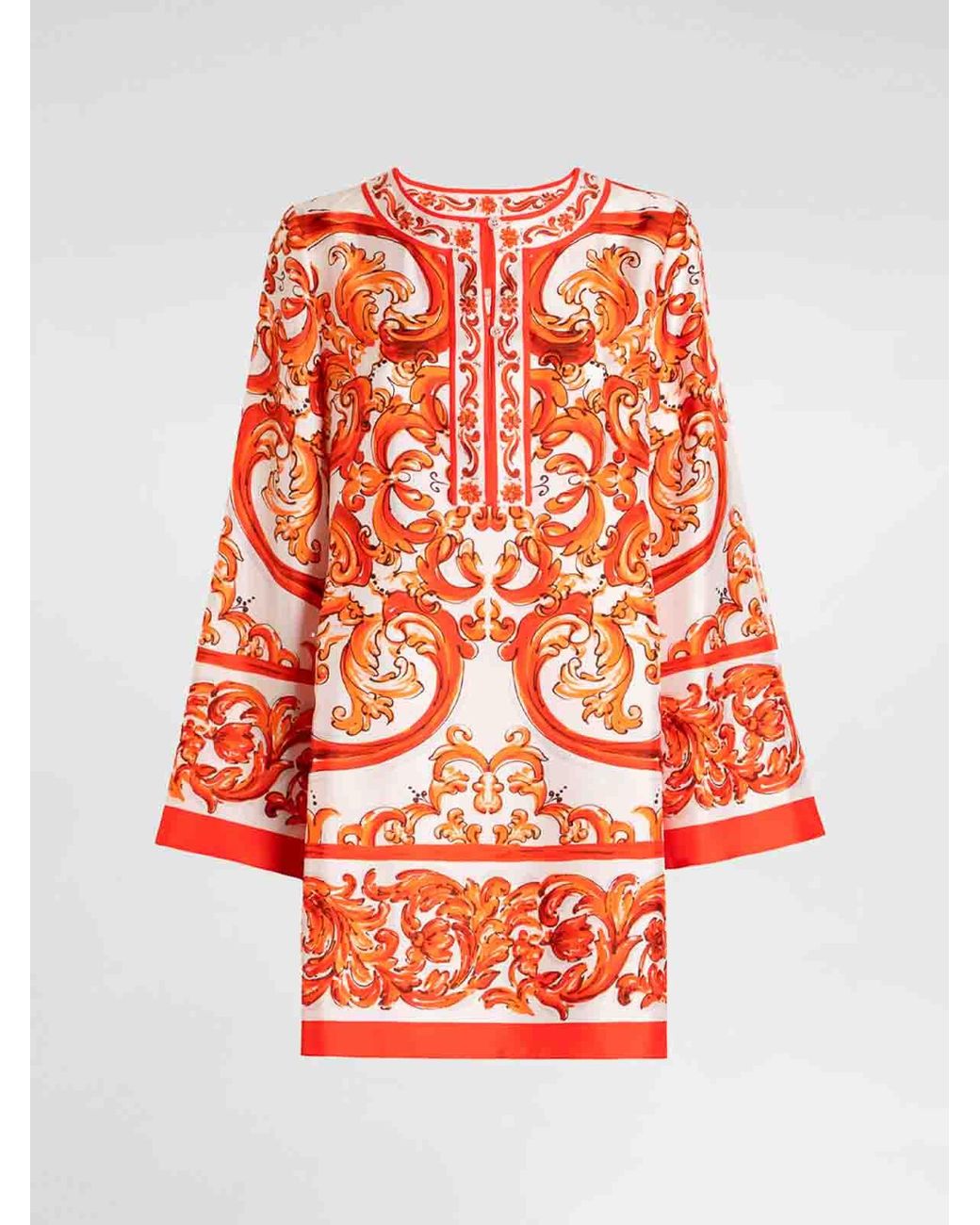 Dolce & Gabbana Red Maiolica-Print Dress