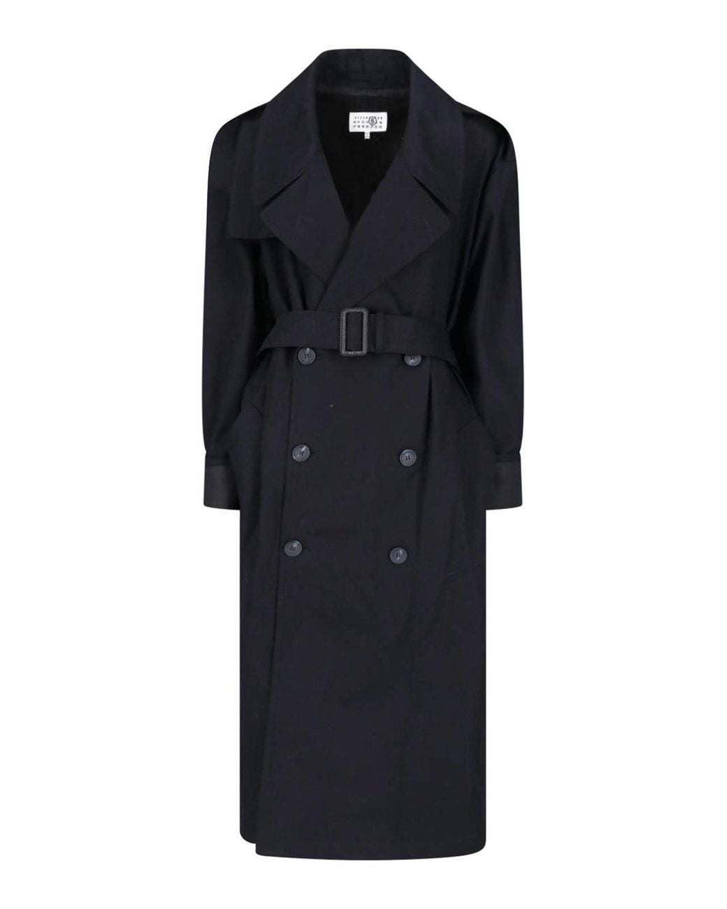 MM6 by Maison Margiela Black Cotton Twill Trench Coat