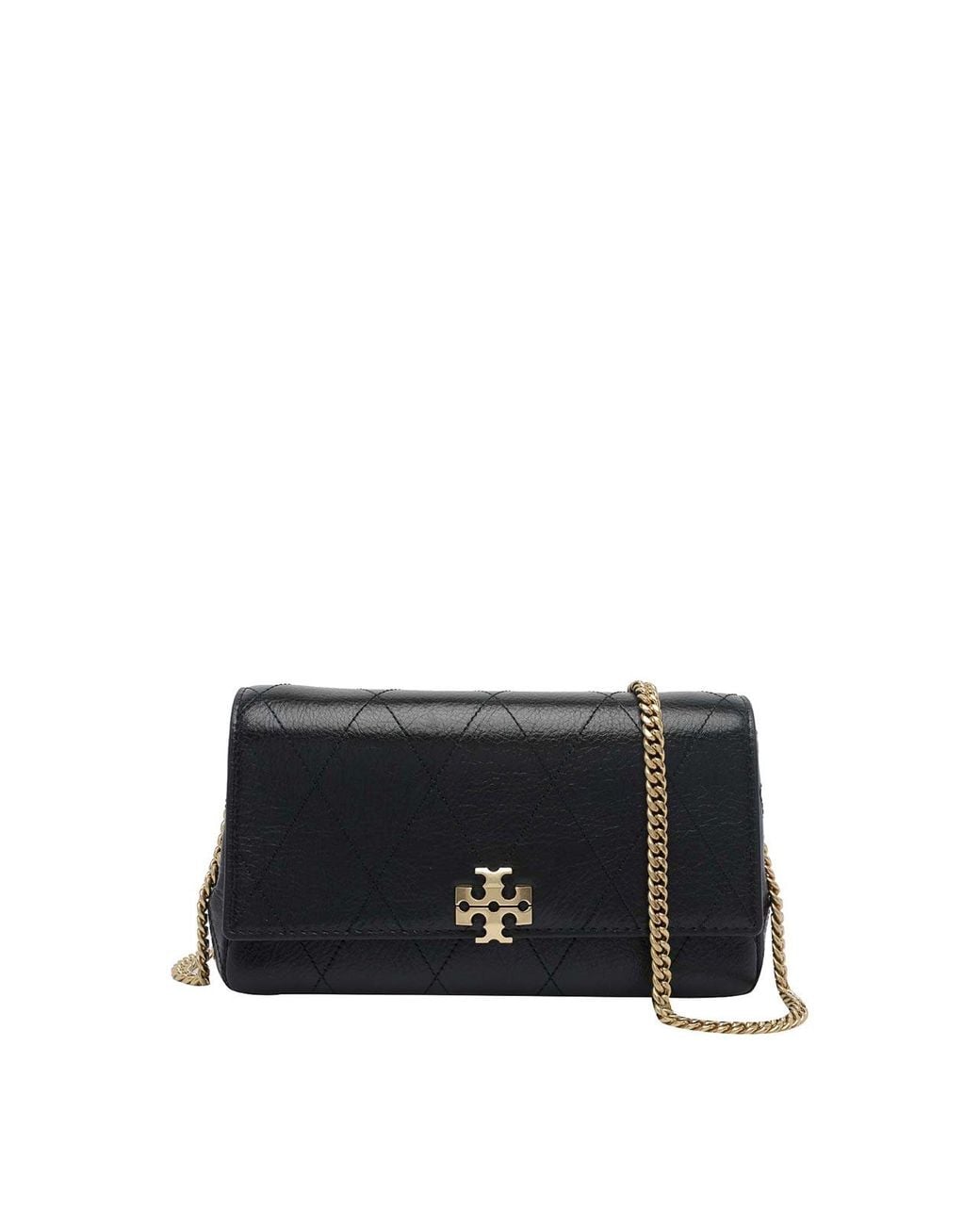 Tory Burch Black Charlie Quilted Chain Wallet