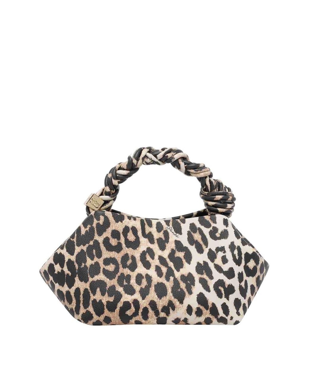 Ganni Brown Small Leopard Bou Handbag