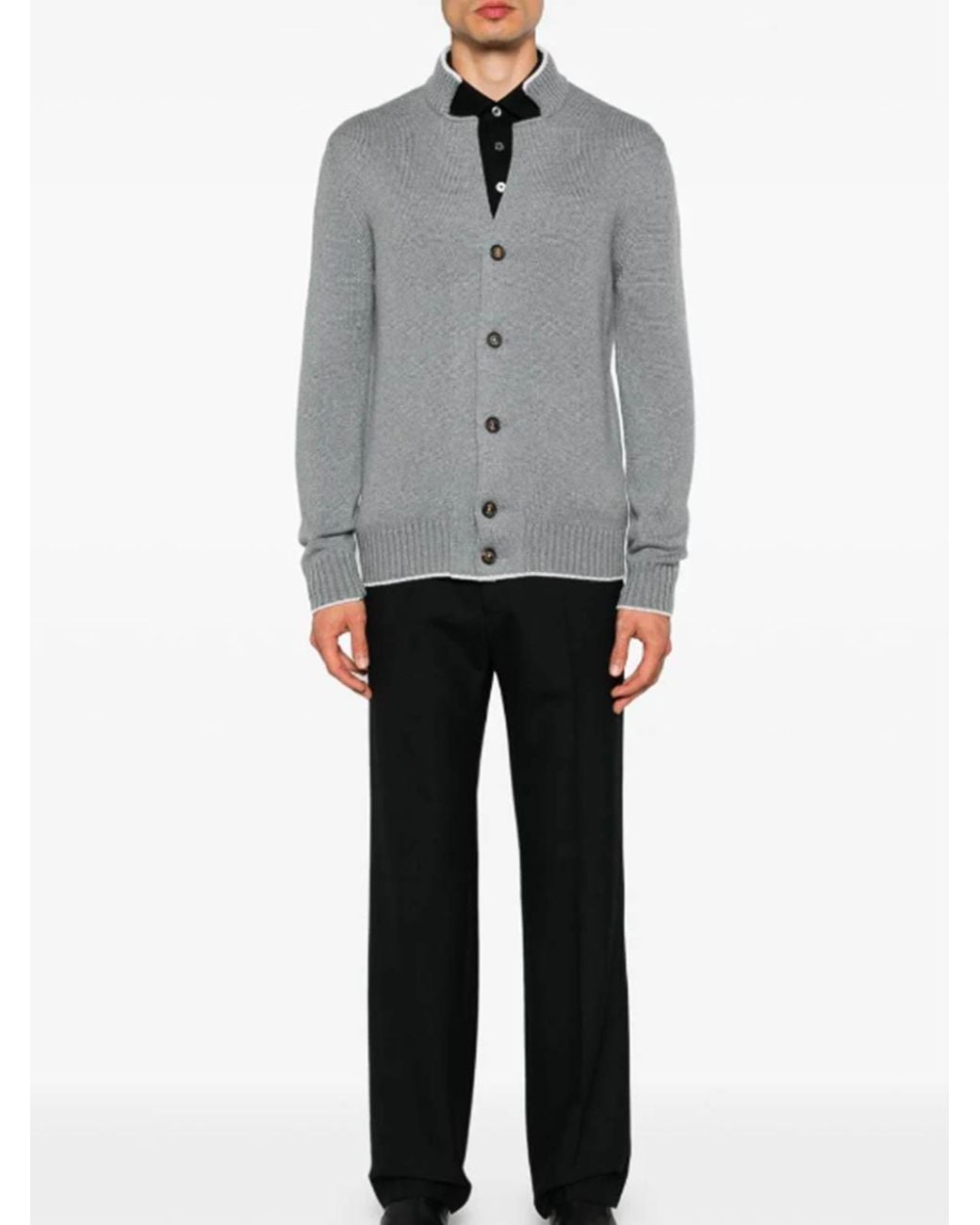 Eleventy Gray Single Breasted Cardigan for men