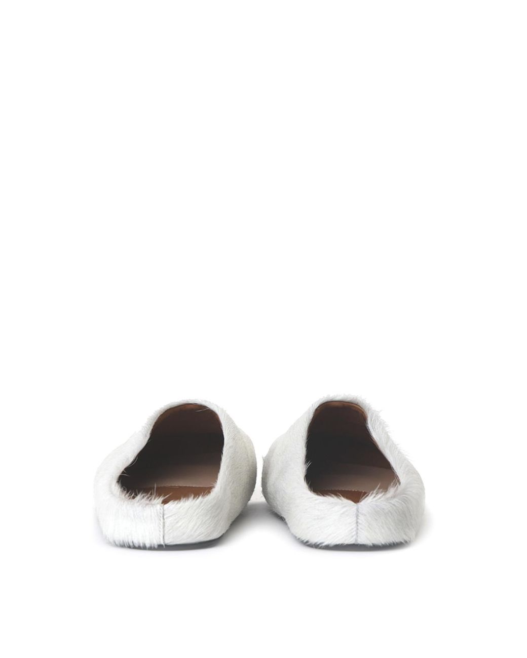 Marni White Long Calf Hair Mules for men