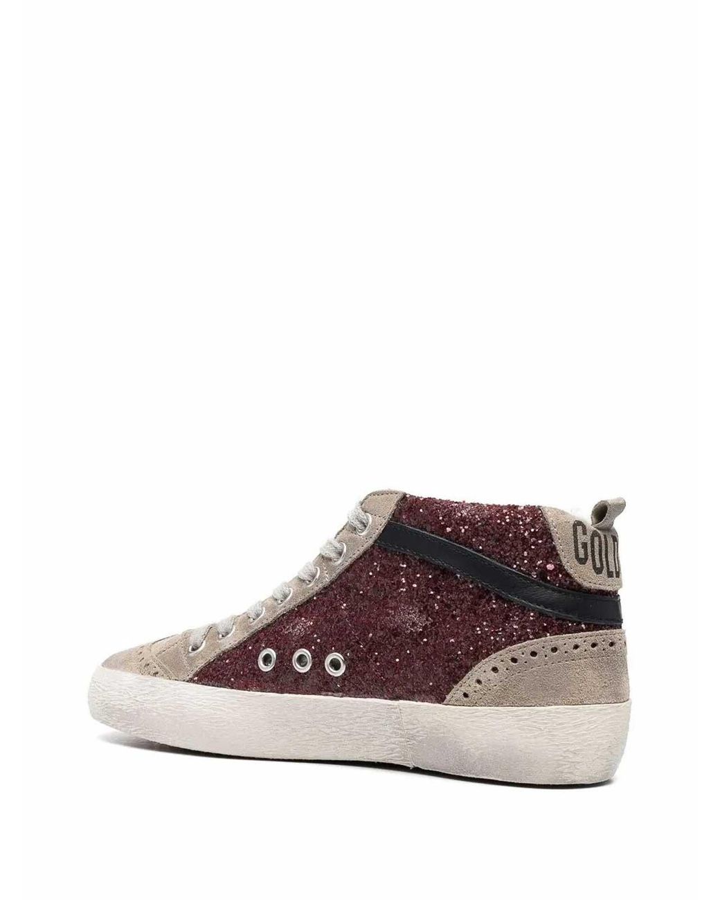 Golden Goose Deluxe Brand Red Mid Star Glitter Sneakers