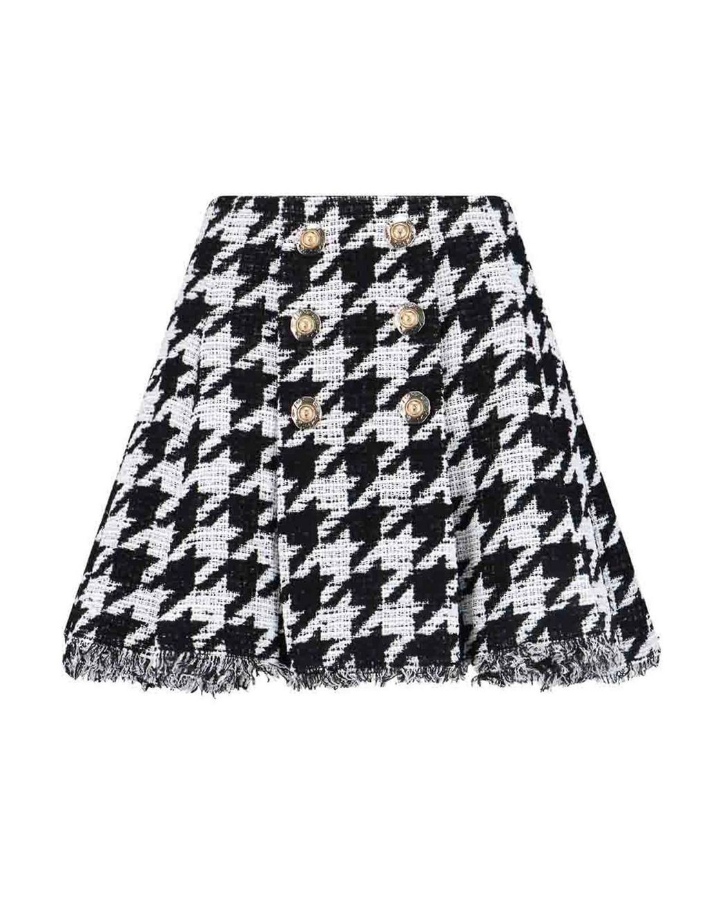 Balmain Black Mini Pied De Poule Skirt