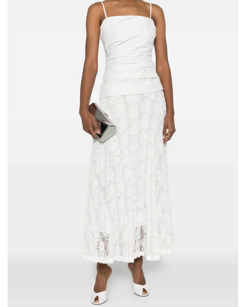 Jonathan Simkhai White Cotton And Lace Midi Dress