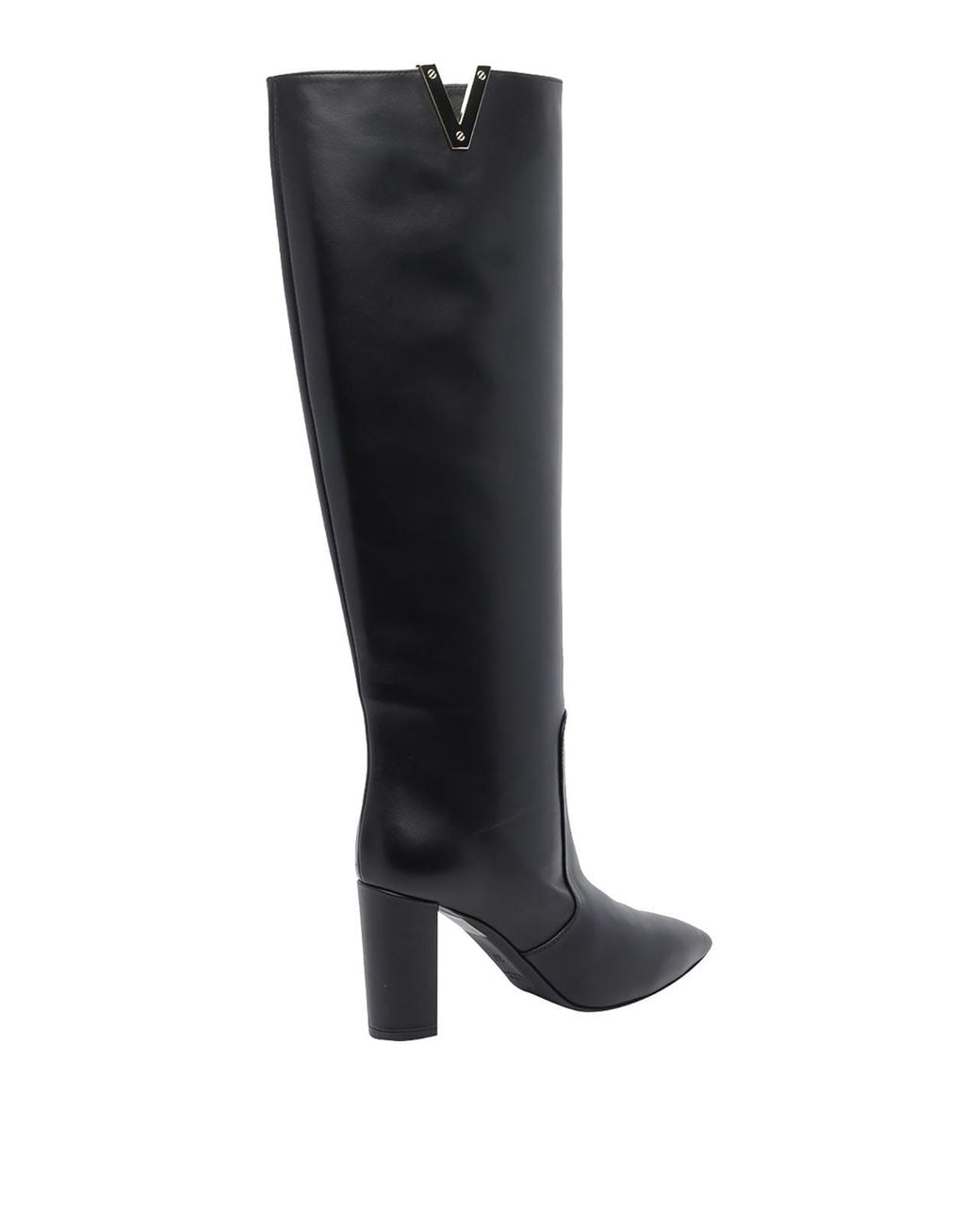 Via Roma 15 Black V Leather Pump Boots