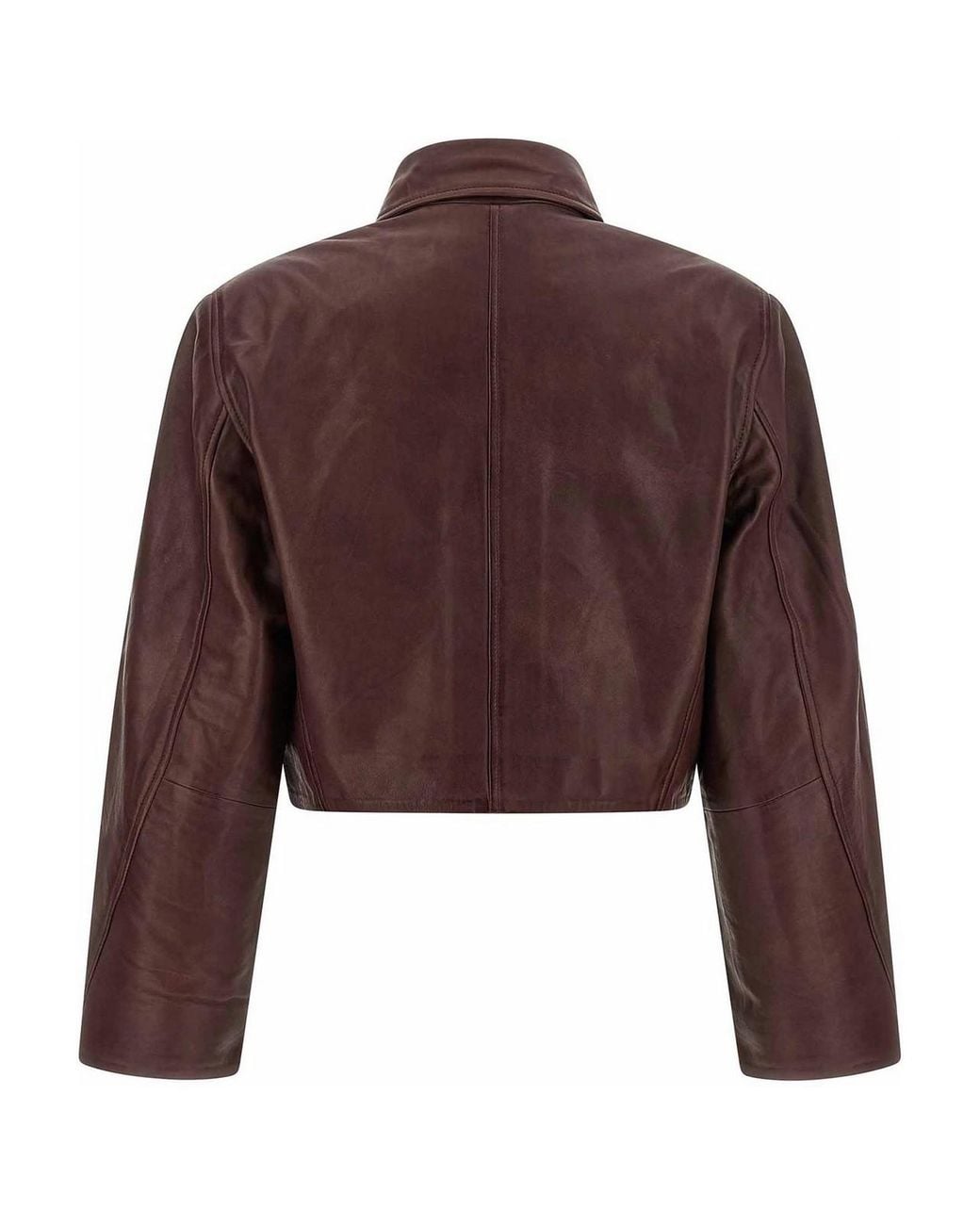 ROTATE BIRGER CHRISTENSEN Brown Boxy Square Leather Jacket
