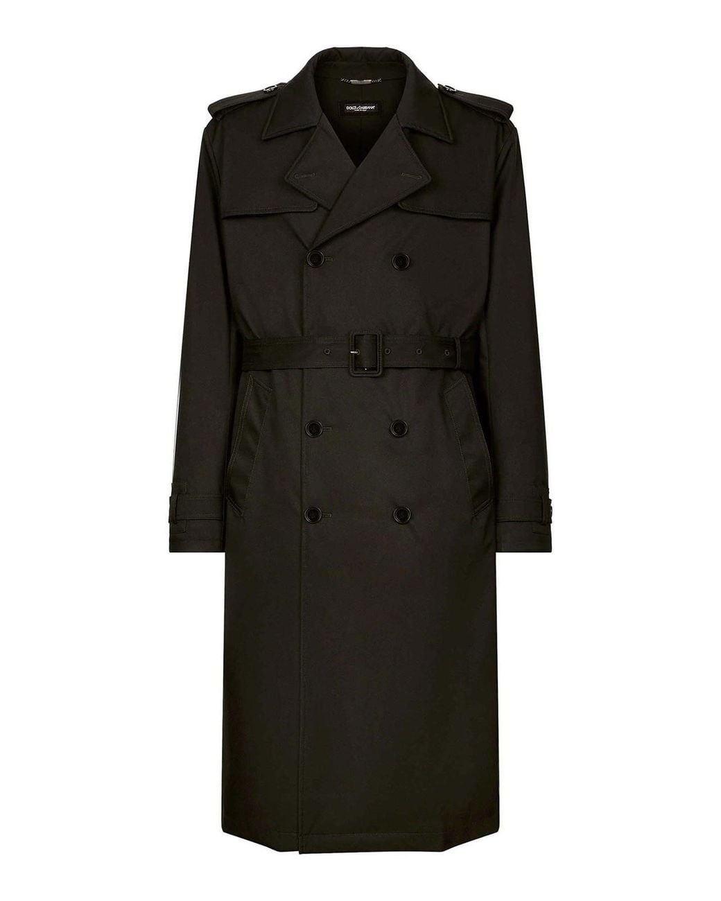 Dolce & Gabbana Black Belted Double-Breasted Trench Coat for men