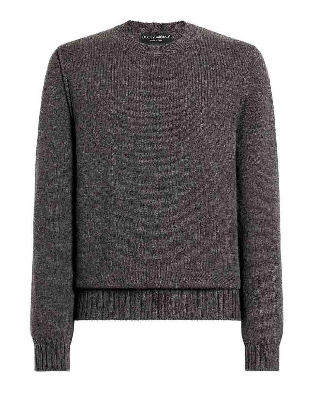 Dolce & Gabbana Gray Wool Crew-Neck Sweater for men