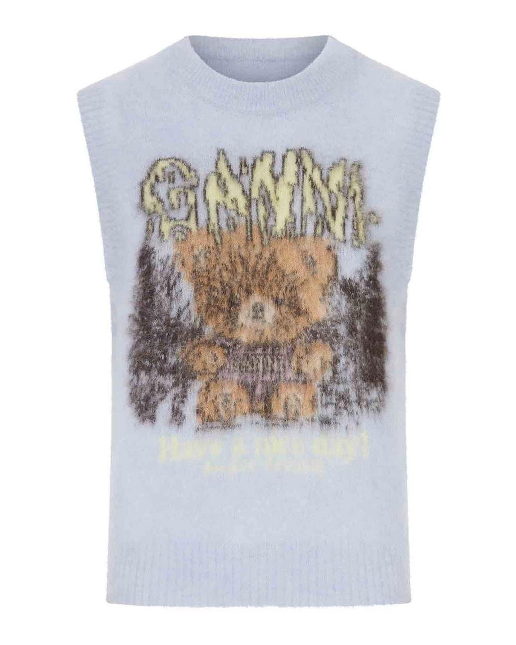 Ganni White Crewneck Knitted Vest