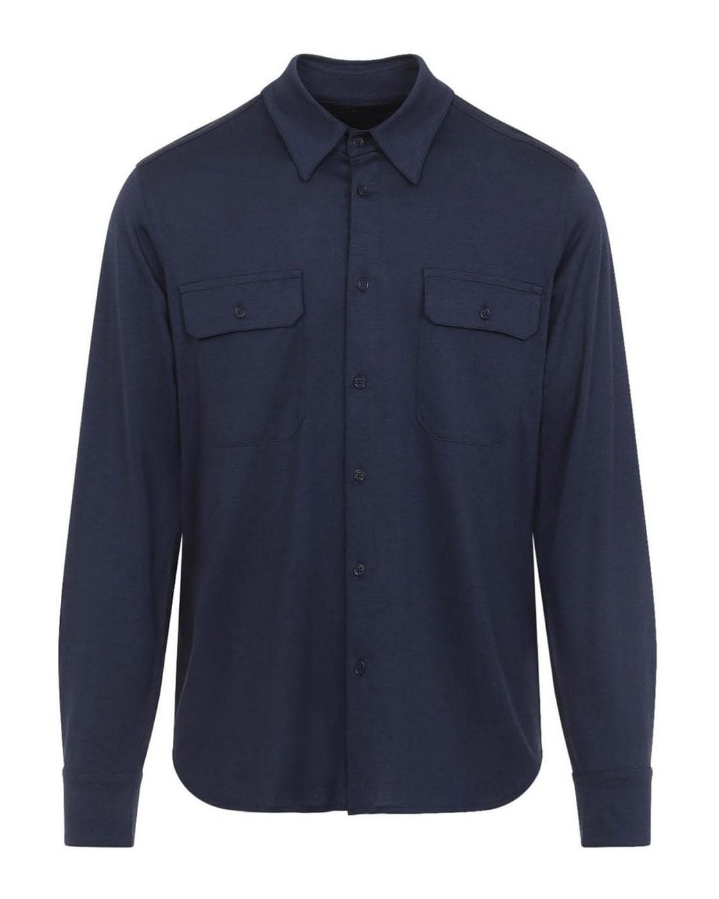 Tom Ford Blue Bland Military Shirt for men