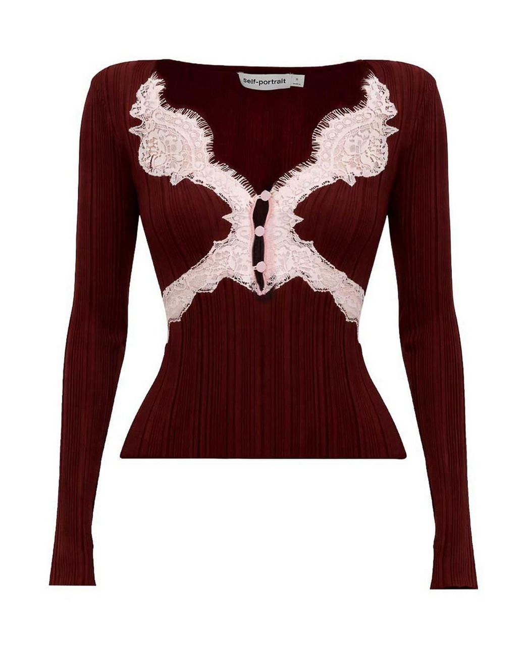 Self-Portrait Red Top With Lace Details