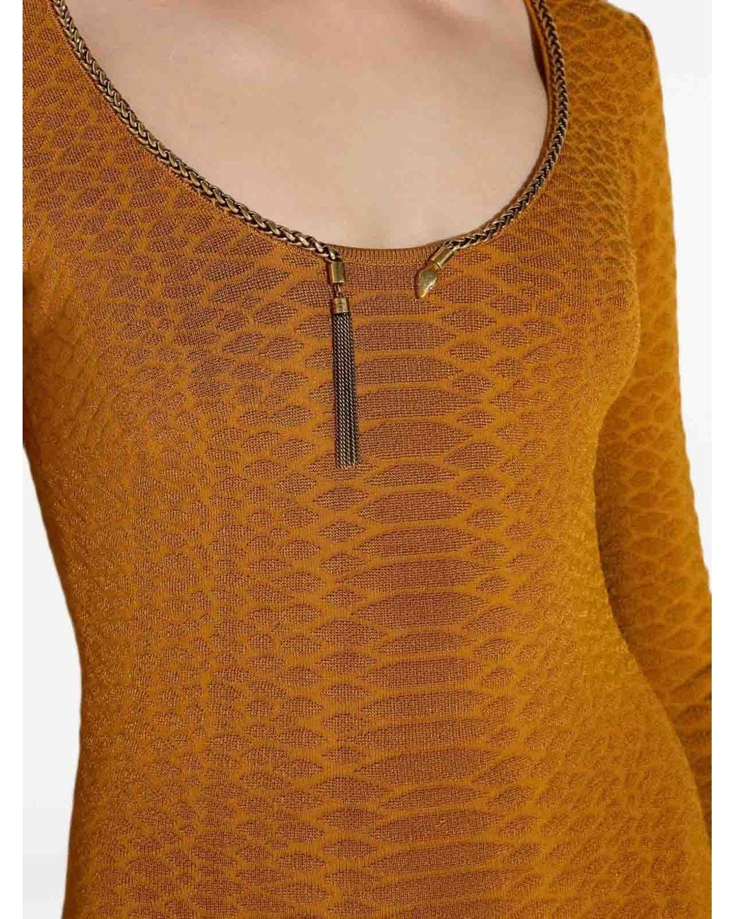 Elisabetta Franchi Multicolor Knit Dress With Snake Pattern