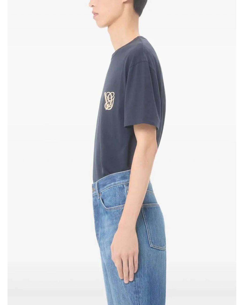Valentino Blue Embroidered T-Shirt for men