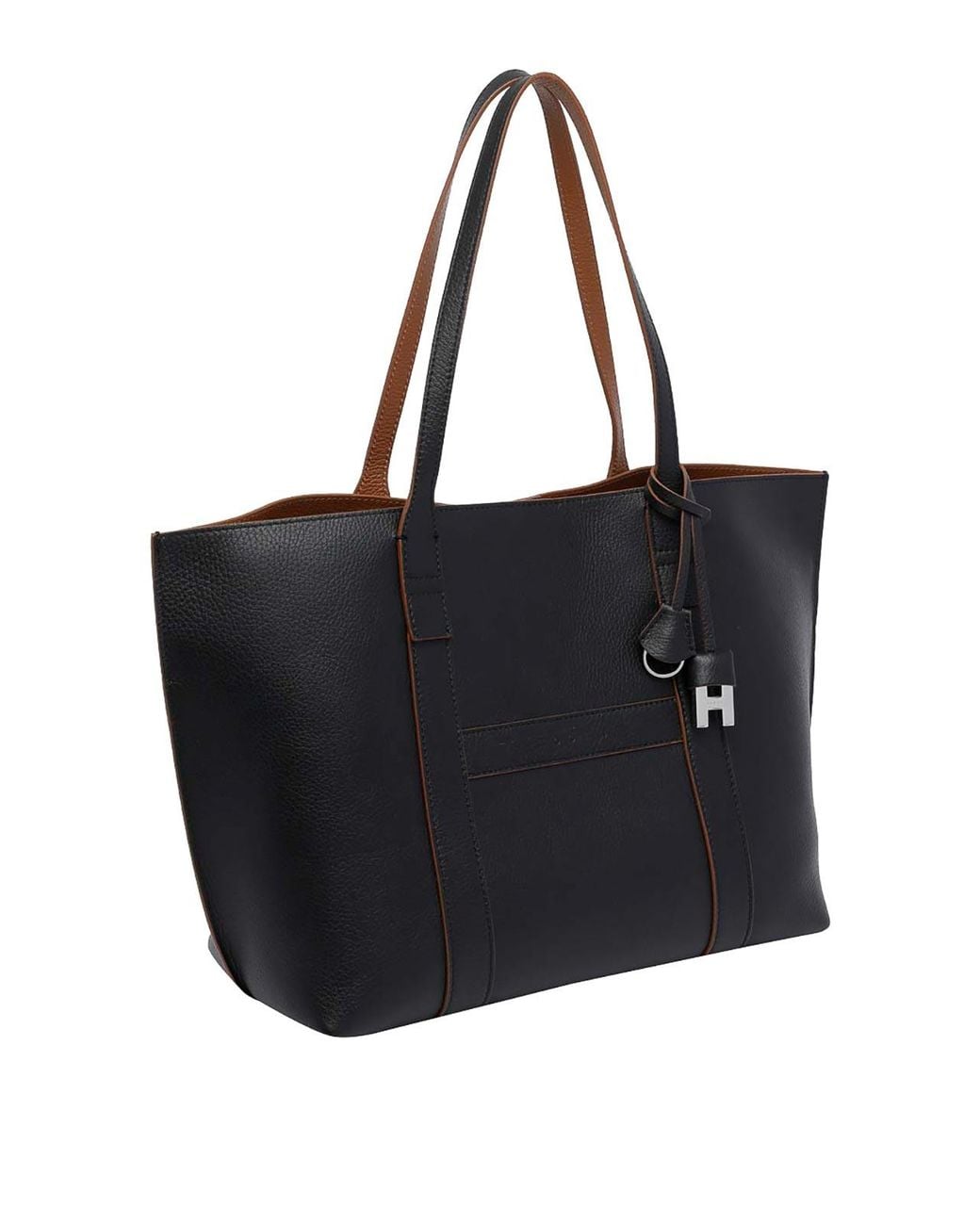 Hogan Black Medium Script Shopping Bag