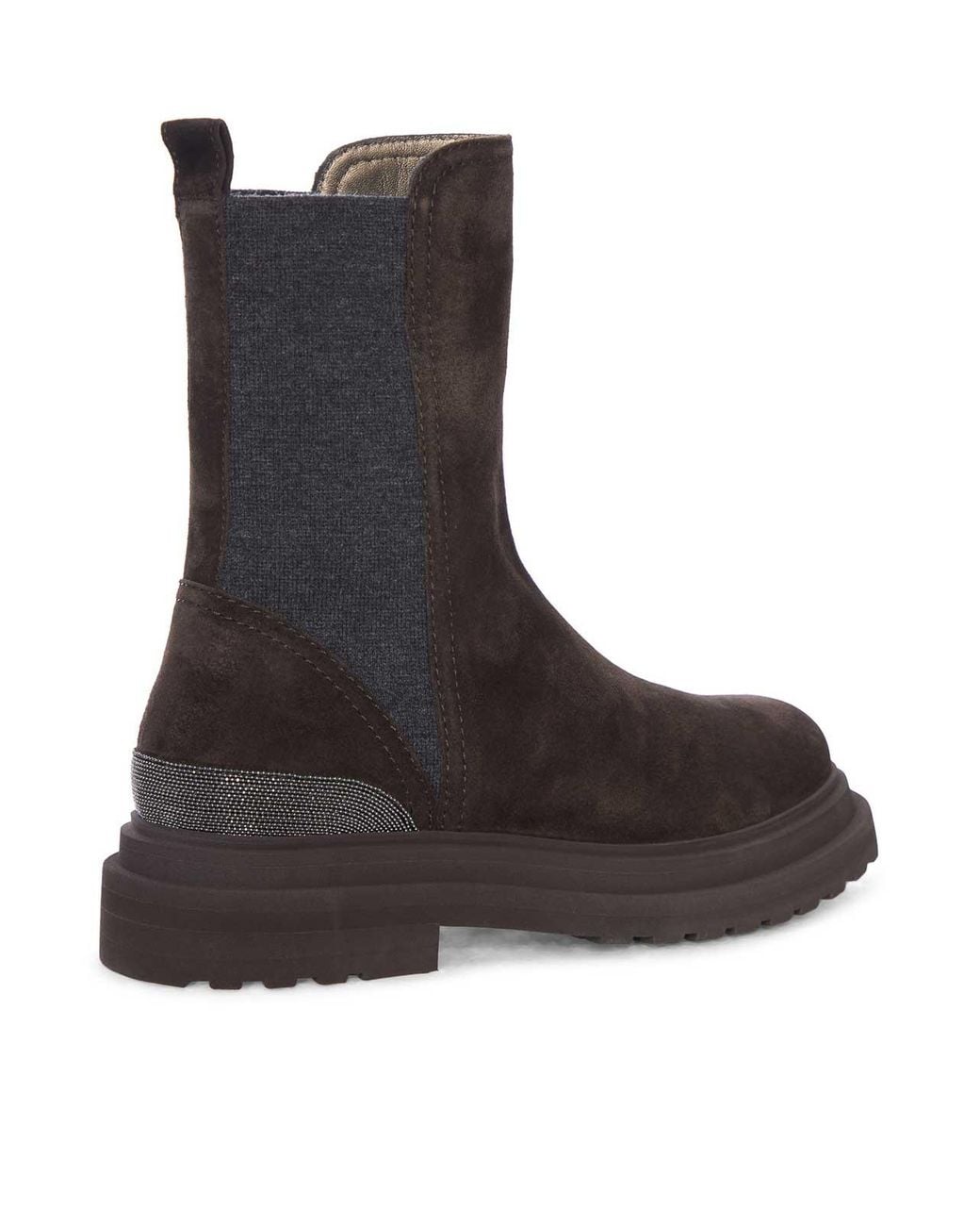 Brunello Cucinelli Brown Suede Chelsea Boot With Luggage Sole