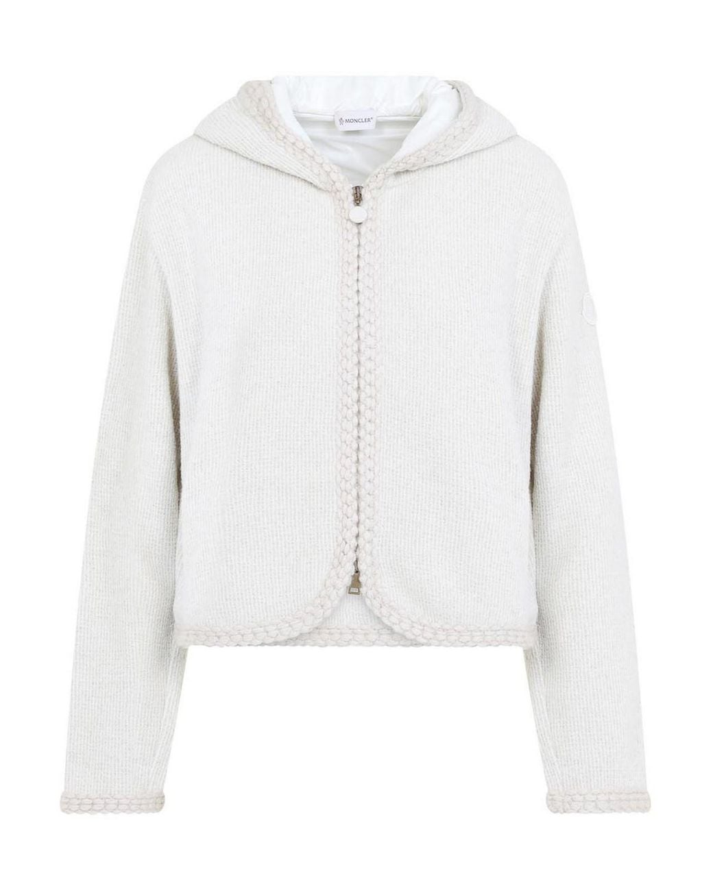 Moncler White Zip Up Cardigan