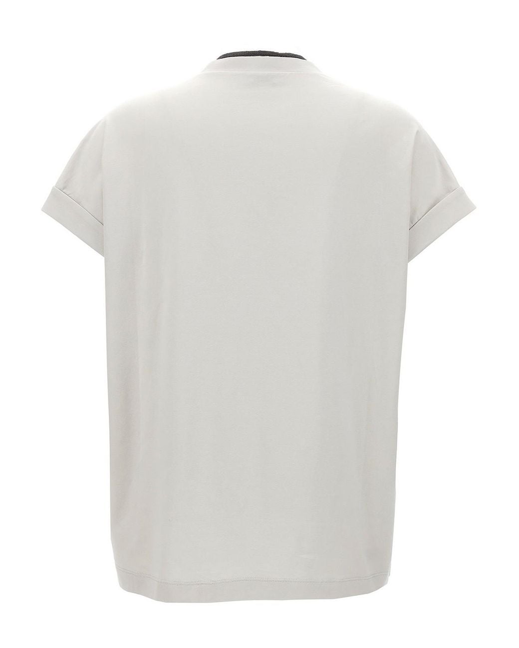 Brunello Cucinelli White Monile Jersey T-Shirt