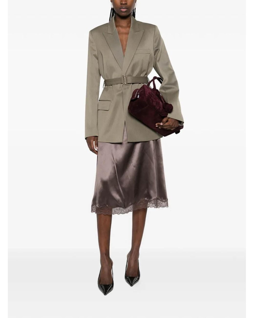 Victoria Beckham Natural Belted Tailored Jacket