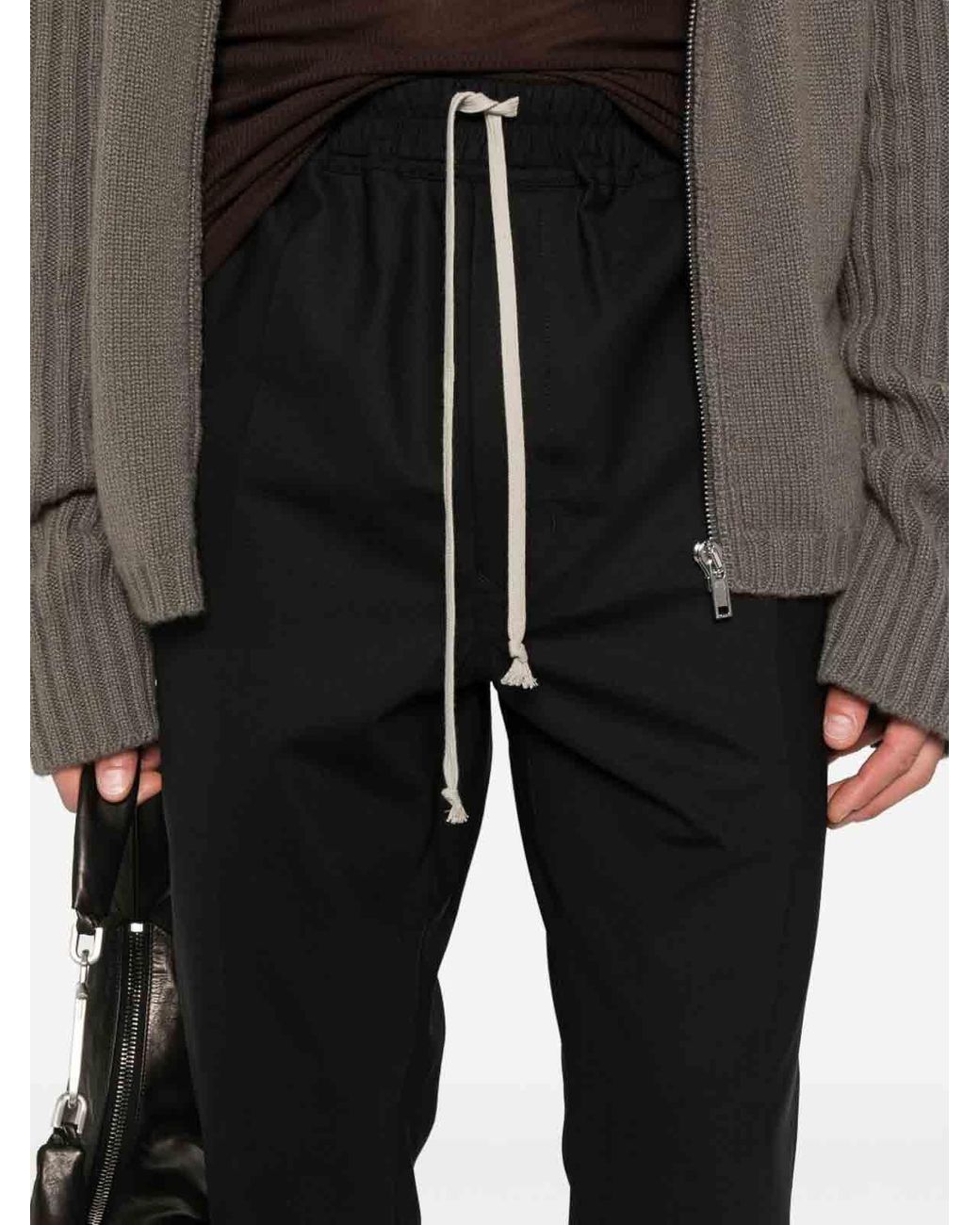 Rick Owens Black Pants With Drawstring for men