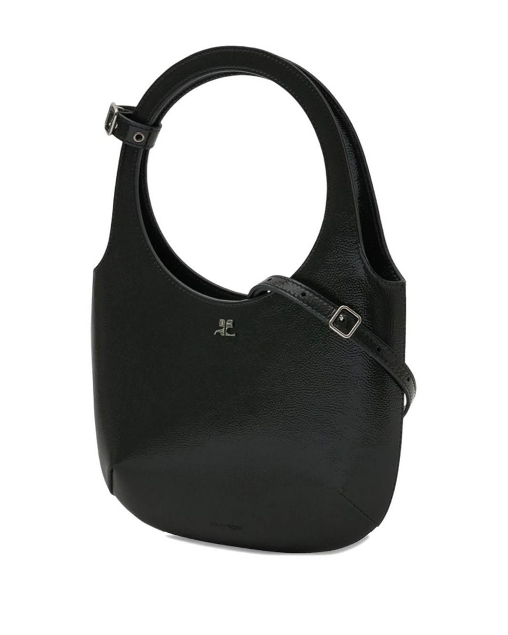 Courreges Black Holy Naplack Leather Bag