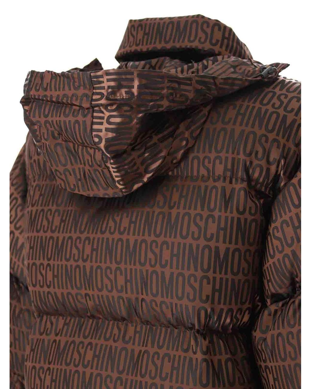 Moschino Brown Logo Duffle Coat for men
