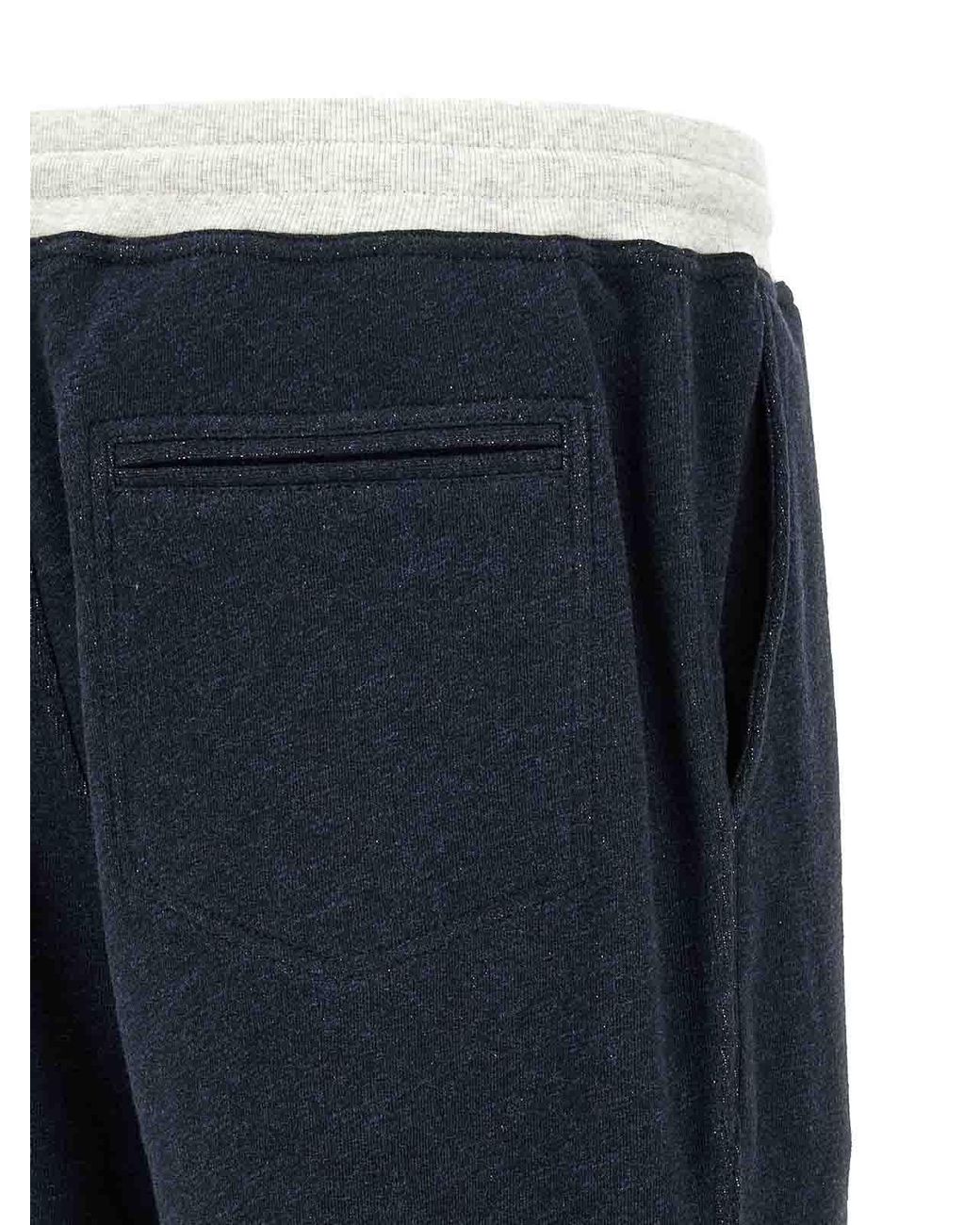 Brunello Cucinelli Blue Linen Cotton Joggers for men