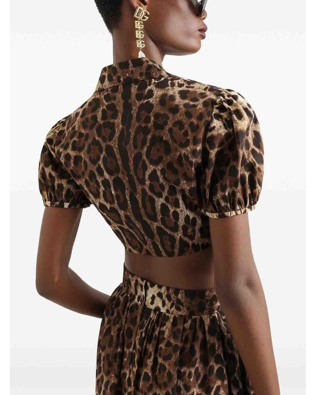 Dolce & Gabbana Brown Leo Print Cotton Shirt