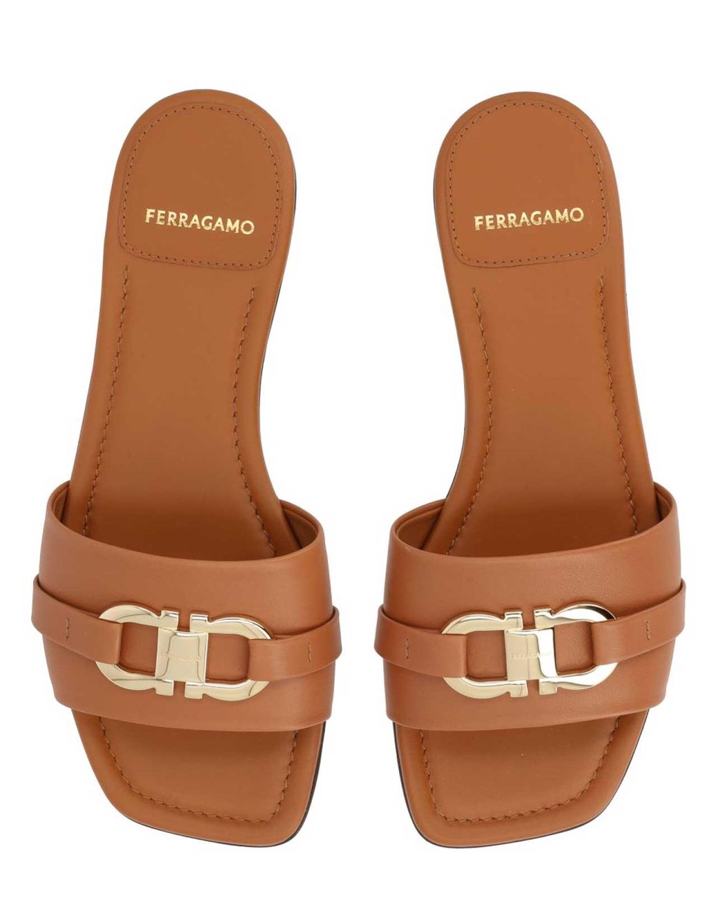 Ferragamo Brown Slide Gancini