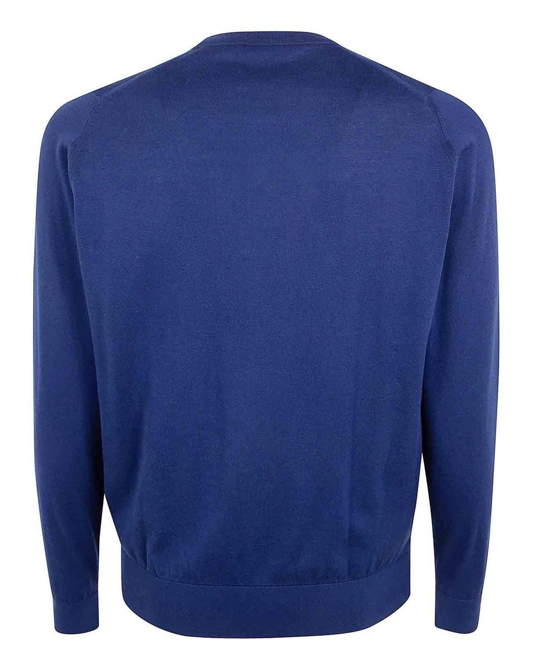John Smedley Blue Rowland Crewneck Long Sleeves Pullover for men