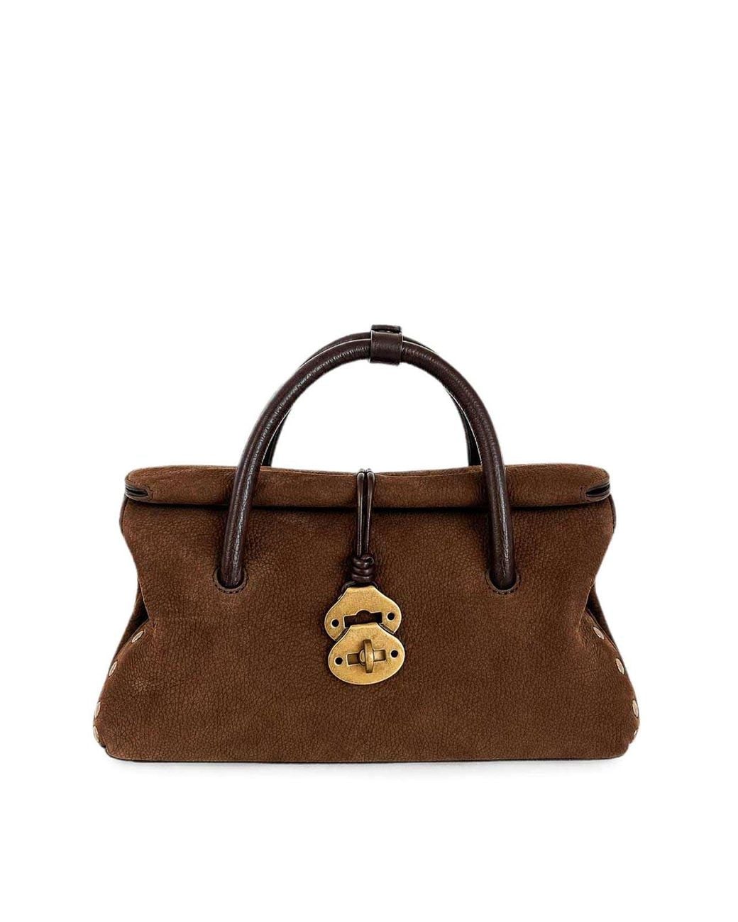 Zanellato Brown Dotta Small Voltolina Nubuck Leather Bag