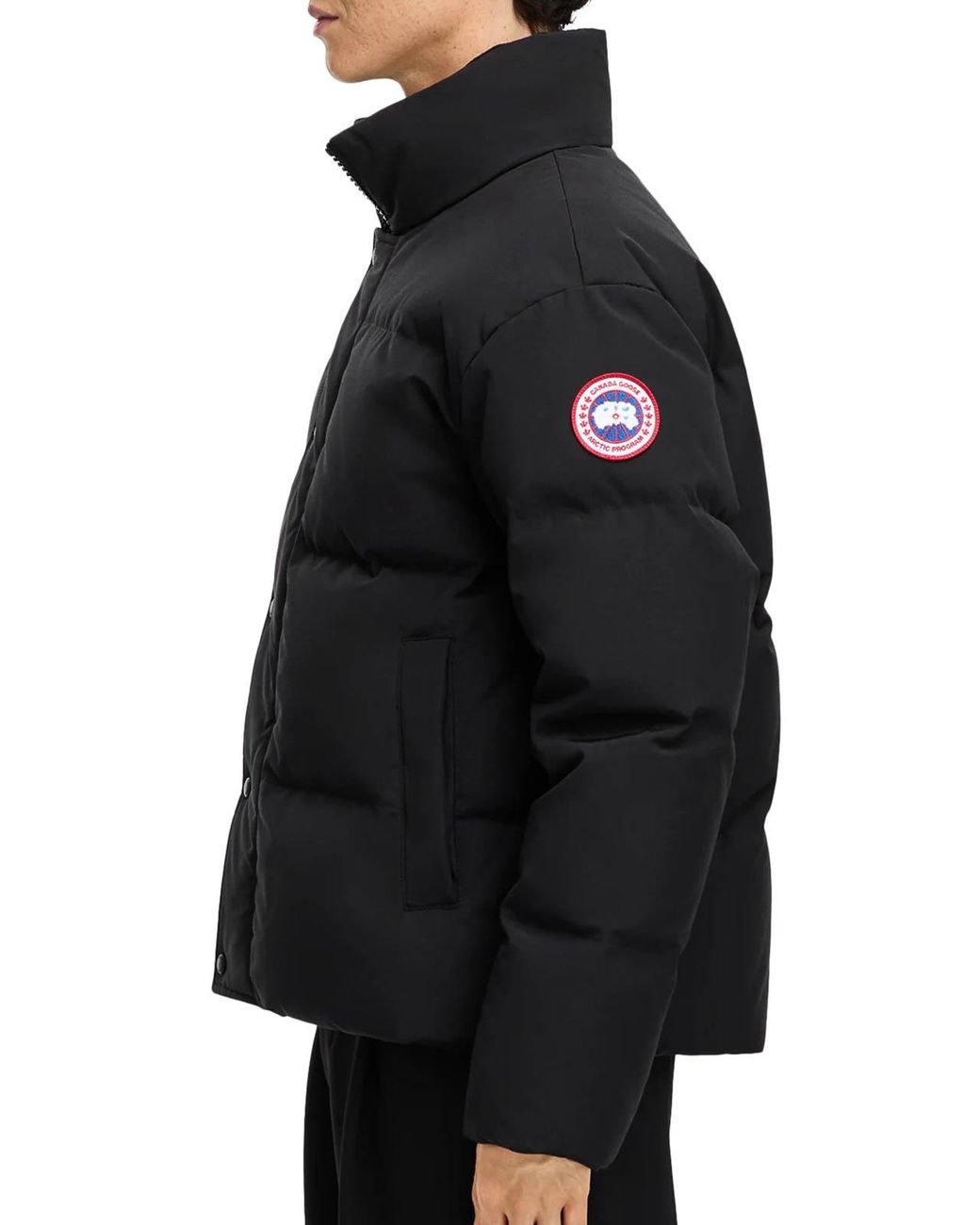 Canada Goose Blue Short Padded Down Jacket With High Collar for men