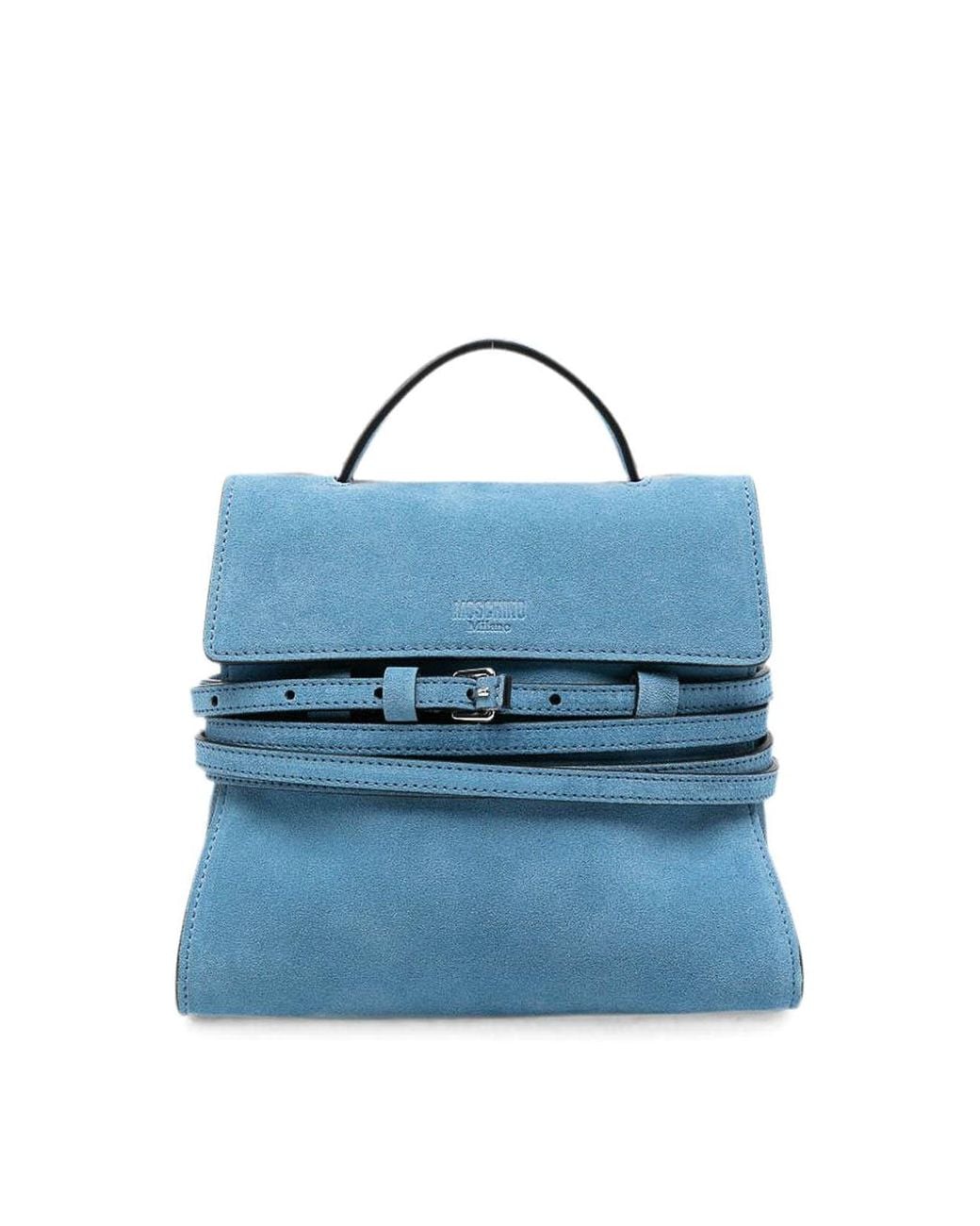 Moschino Blue Tie Me Leather Handbag