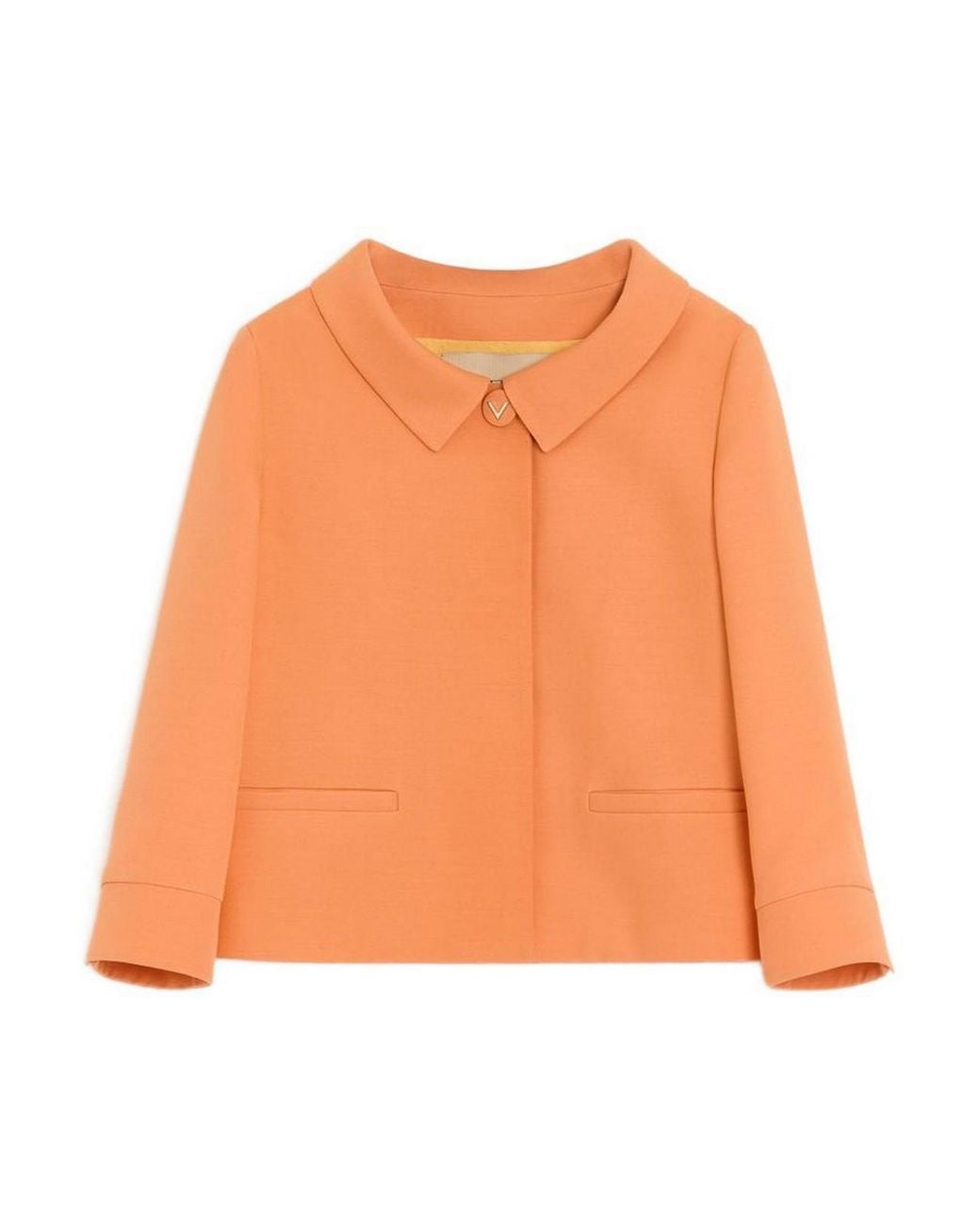 Valentino Garavani Orange Crepe Couture Jacket With Jewel Button
