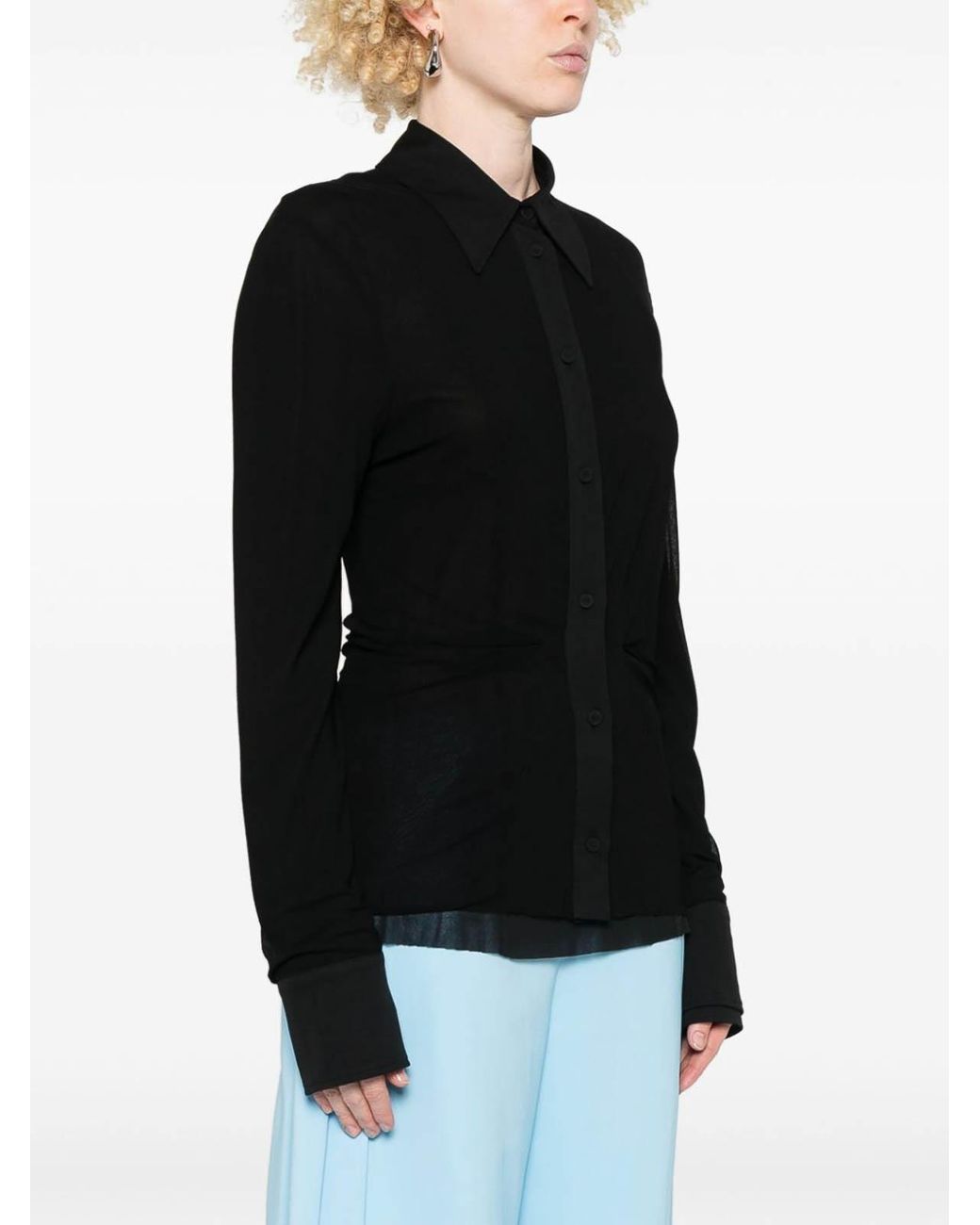 Jil Sander Black Double Layer Shirt