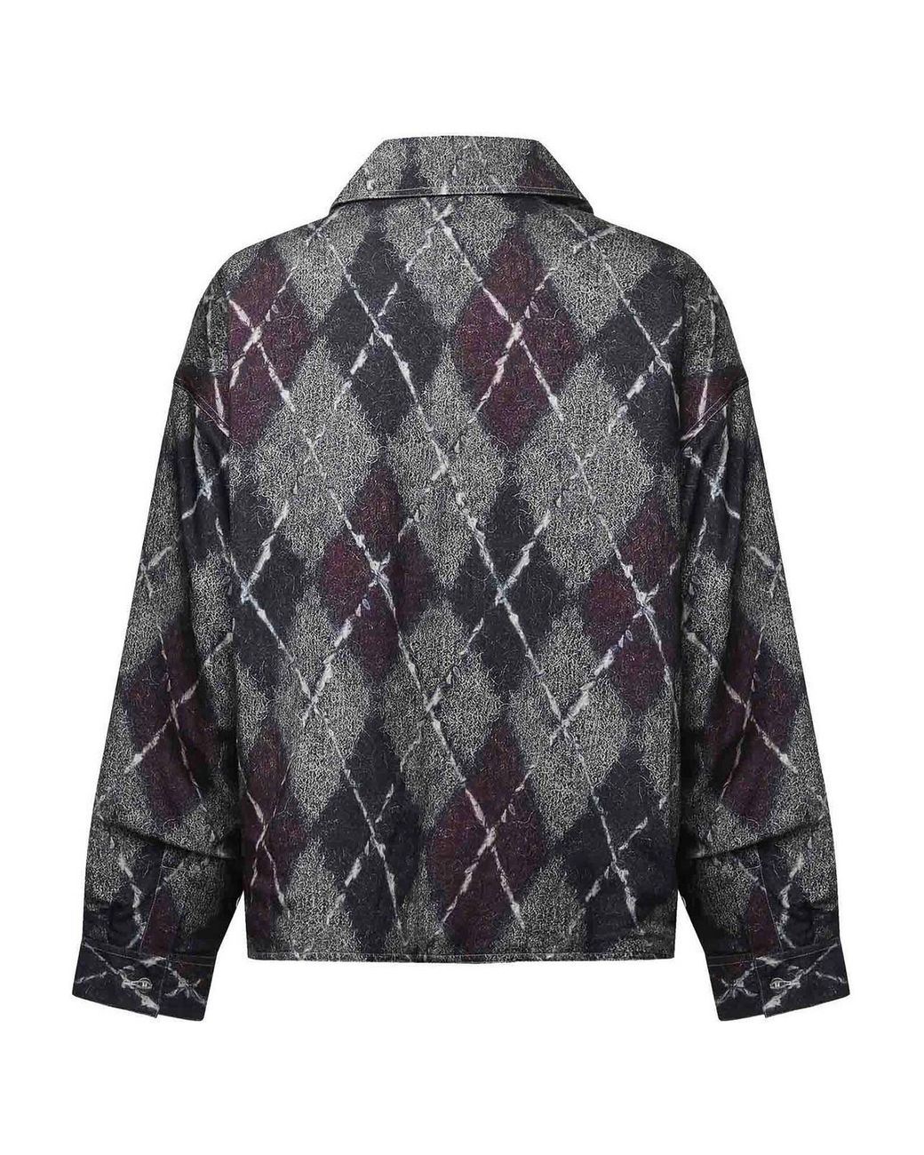 Bonsai Gray Diamond-Pattern Flannel Shirt for men