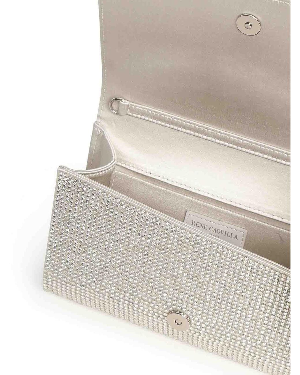 Rene Caovilla White Aida Clutch With Crystals