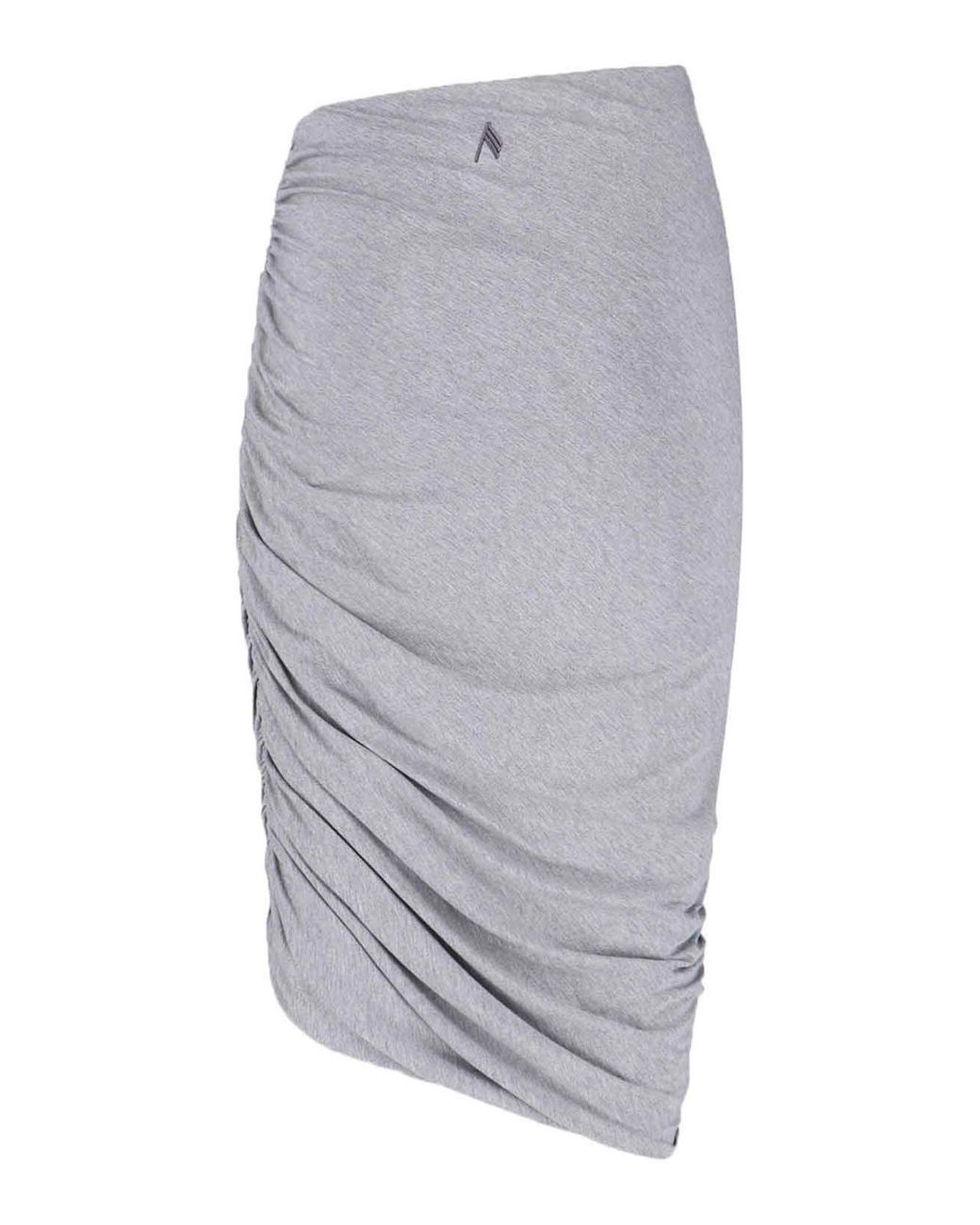 The Attico Gray Asymmetrical Midi Skirt With Draped Details