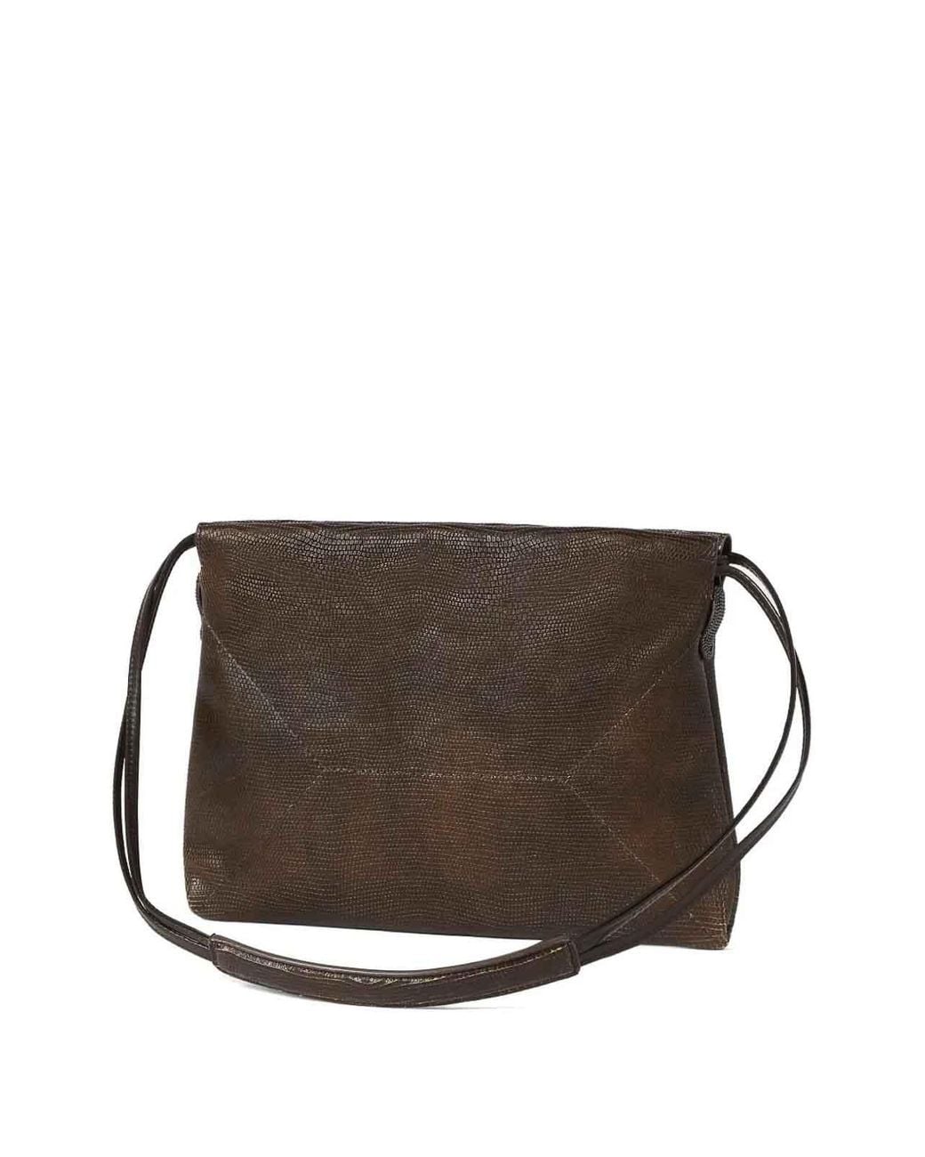 Brunello Cucinelli Brown Shoulder Bag Lizard