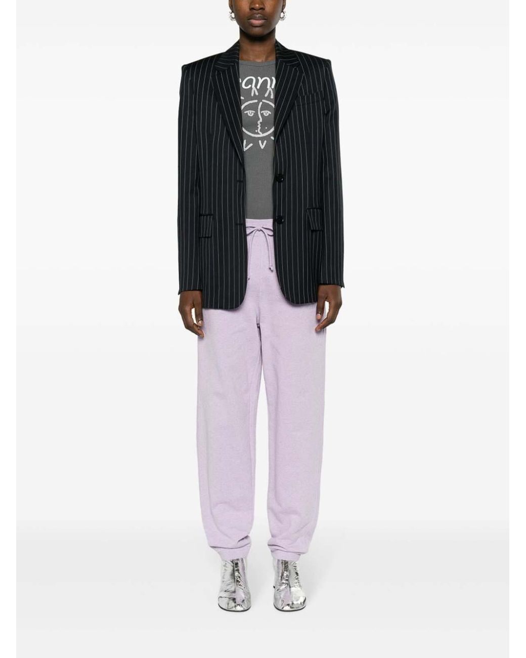 MSGM Black Pinstriped Jacket