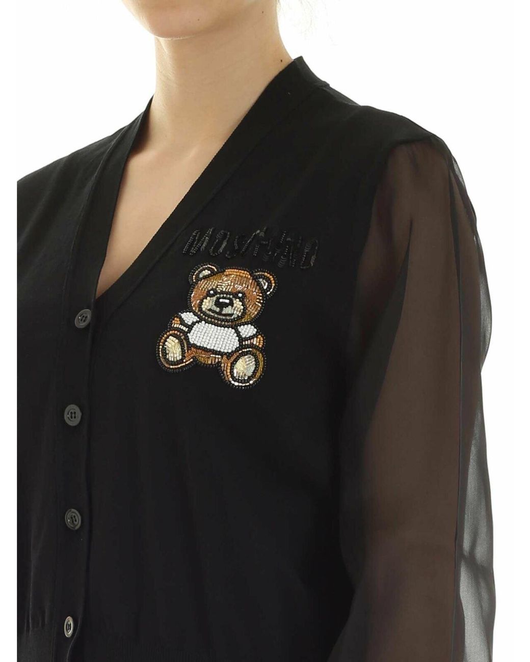 Moschino Black Teddy Embroidery Cardigan