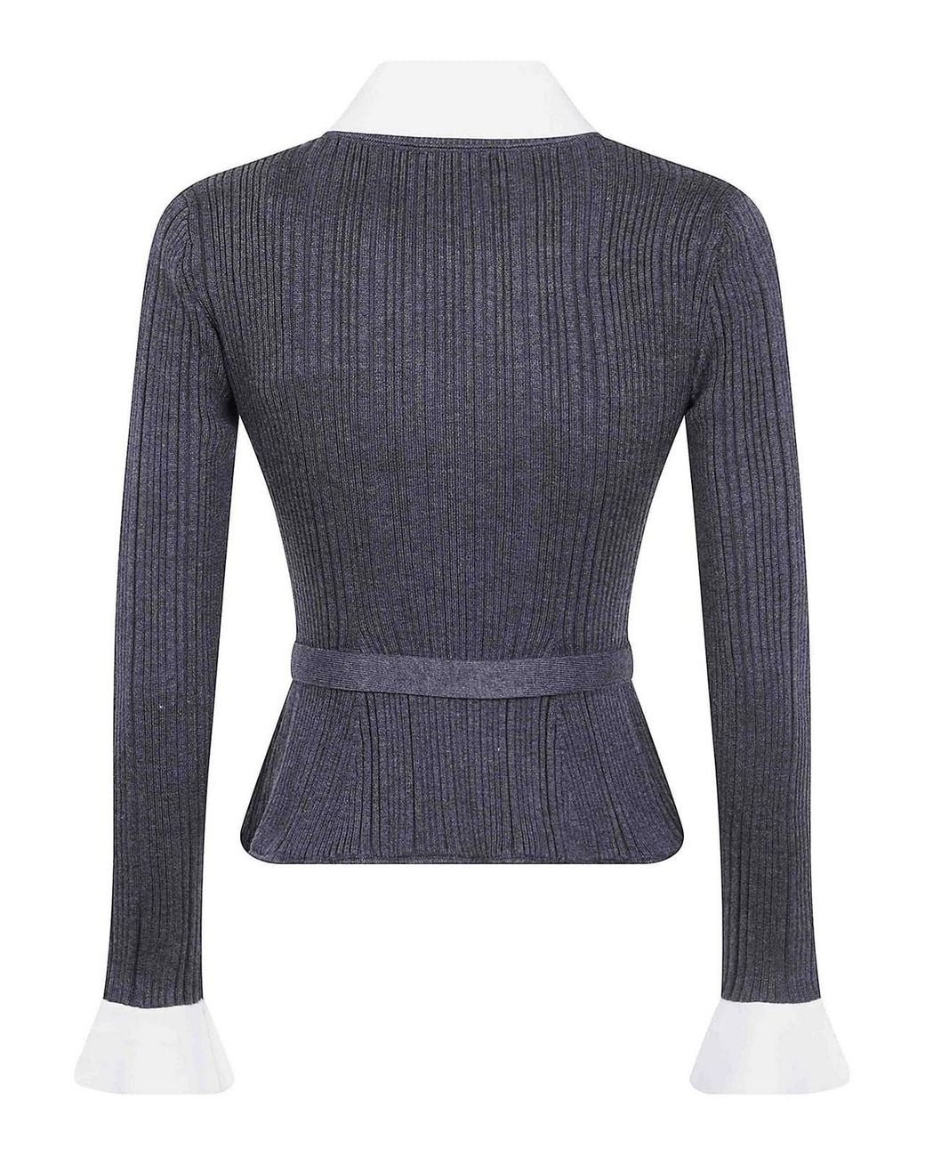 Self-Portrait Blue Ribbed Nit Cardigan