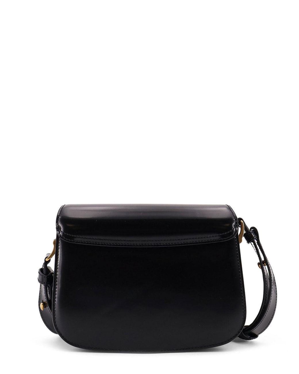 AMI Black Leather Shoulder Bag With Logo Monogram