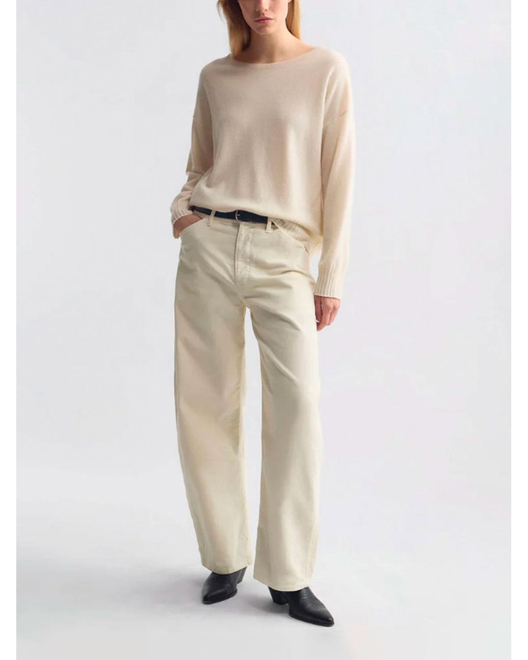 Nili Lotan Natural Wide-Leg Trousers