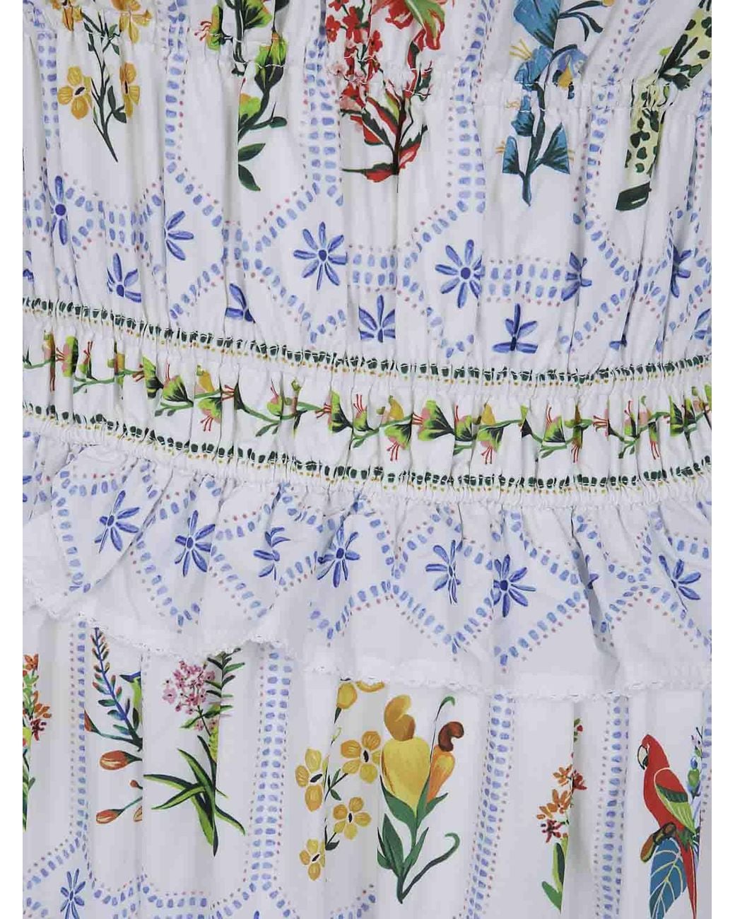 Farm Rio White Tropical Porcelain Off- Maxi Dress