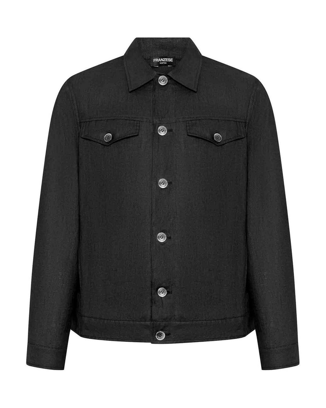 Franzese Collection Black Irish Linen Saharan Jacket for men