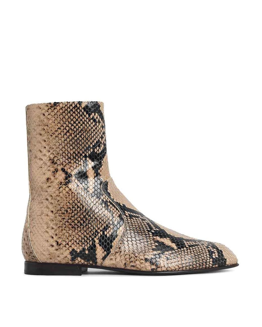 Khaite Brown Colt' Snake Leather Ankle Boots