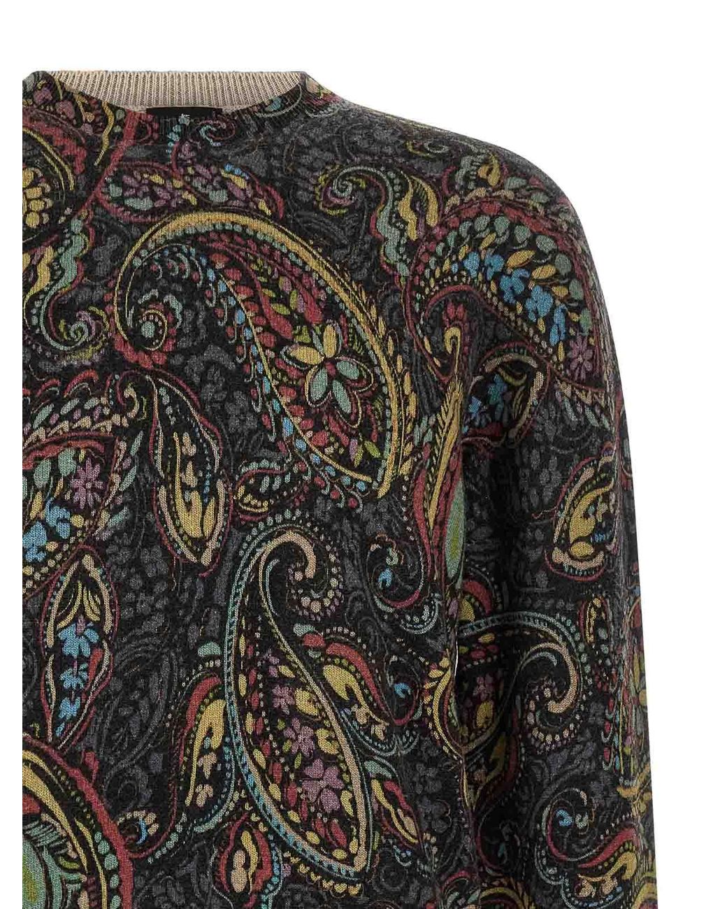 Etro Gray Paisley Sweater for men