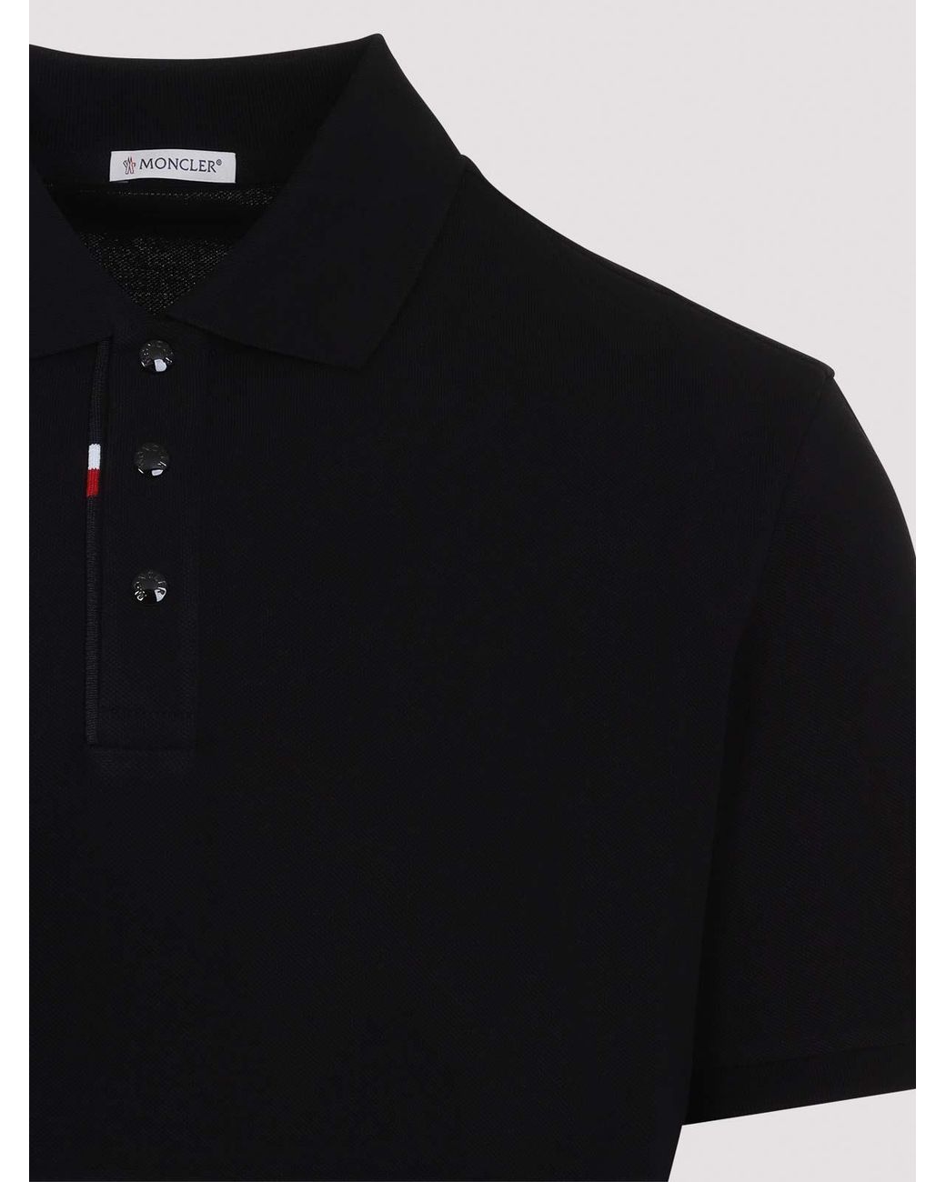 Moncler Black Cotton Polo for men